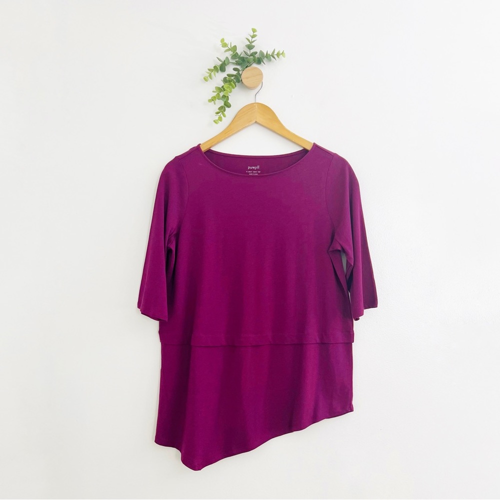 J Jill Pure Jill Deep Pink PJ Boat Neck Asymmetrical Top